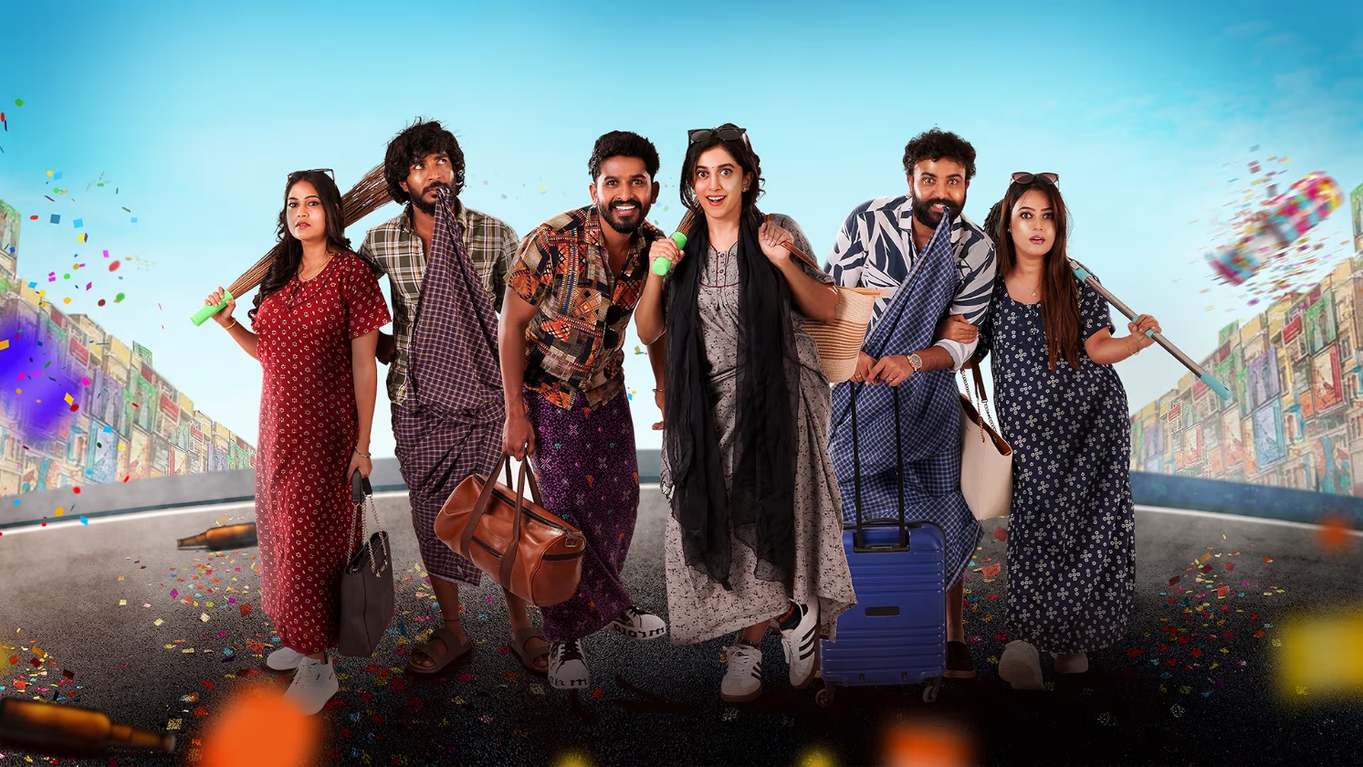 Amruthaanjan Kannada Movie poster showcasing lead actors and family theme for Amazon Prime Video release