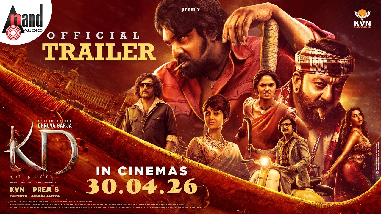KD-The Devil movie official trailer poster featuring Dhruva Sarja and Sanjay Dutt